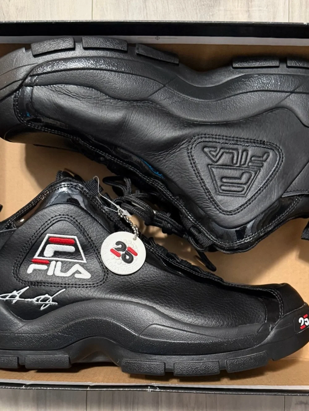 Fila Grant Hill 2 - 25th Anniversary Black High-Top Sneakers with Red Accents - Picture 8 of 9